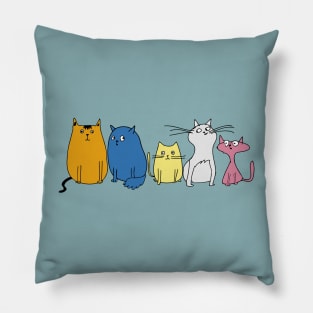 Five Fun Cats Pillow