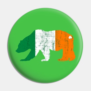 St. Patricks Day Irish Flag Grizzly Bear with Clover | BearlyBrand Pin