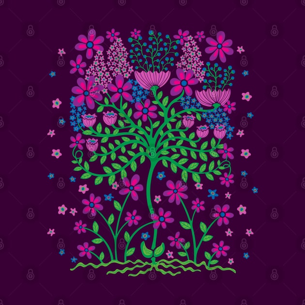 FLOWER BURST Floral Botanical Still Life Flowers in Bright Fuchsia Hot Pink Purple Green Blue - UnBlink Studio by Jackie Tahara by UnBlink Studio by Jackie Tahara