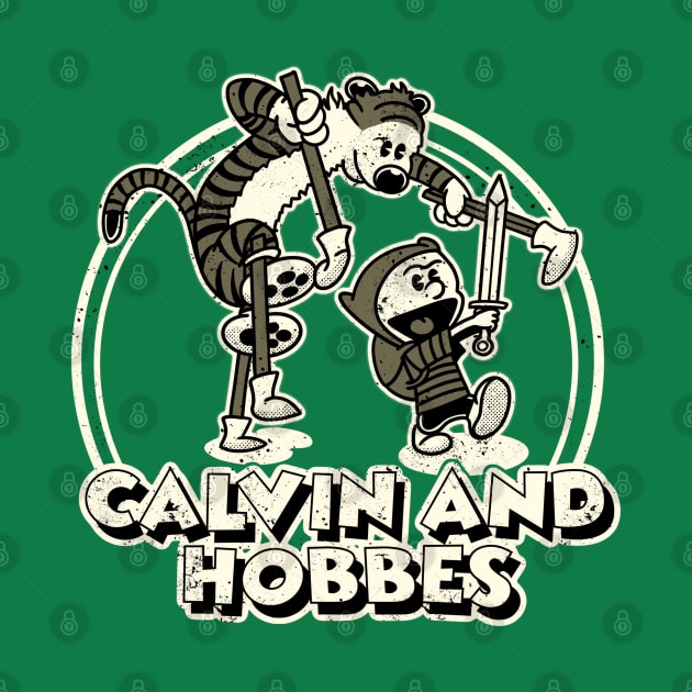 Drawing retro Vintage 80s and 90s Calvin and Hobbes Ninja Warrior by aiWallpaperCollection