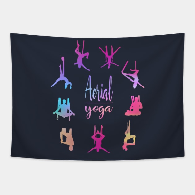 Aerial Yoga Colorful Figures Design Tapestry by GingeryDesign