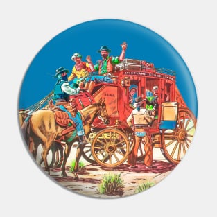 Robbery Horse Carriage Buffalo Bill Western Cowboy Retro Comic Pin