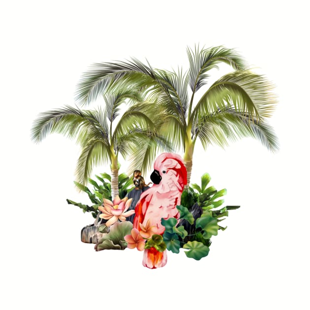 Cute parrot with palm trees by Nicky2342