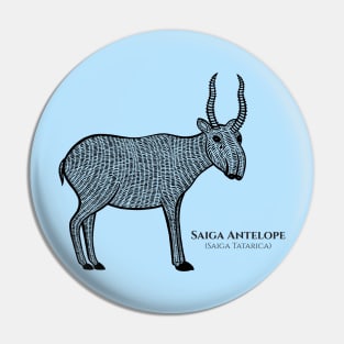 Saiga Antelope with Common and Scientific Name - animal design Pin