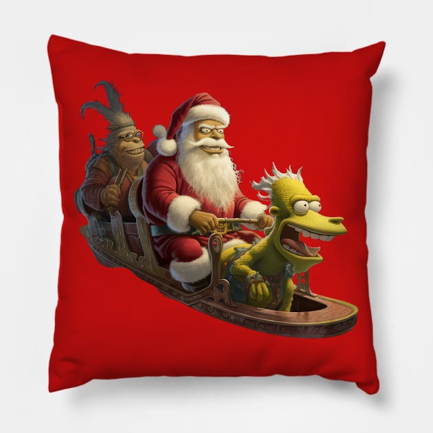 Mad Santa:Dark Christmas Pillow by TooplesArt