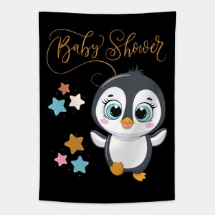 Baby shower Mommy to be Hello little One Sweet little penguin cute baby outfit Tapestry