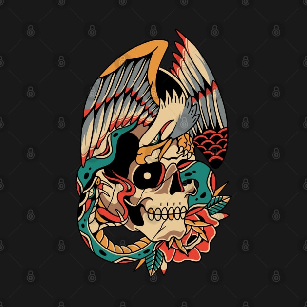 Skull Eagle Snake Vintage Tattoo by Afdhal Project