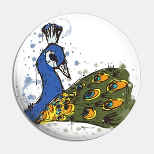 Peacock watercolor sketch Pin