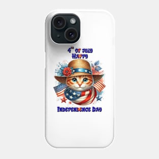 Cat in patriotic hat and scarf Phone Case