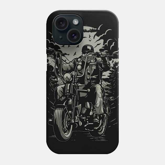 Live To Ride Biker Forest Silhouette Phone Case by Rebus28