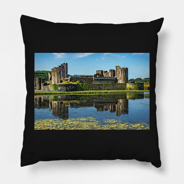 The Towers Of Caerphilly Castle Pillow by IanWL