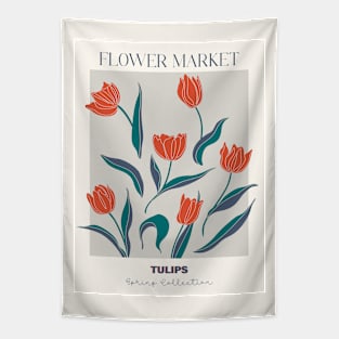 Trendy botanical print with tulips Tapestry