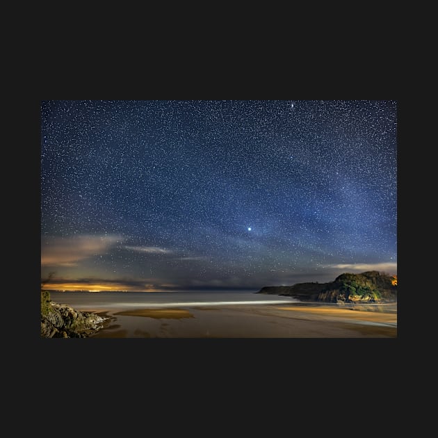 Caswell Bay on Gower in Wales at Night by dasantillo