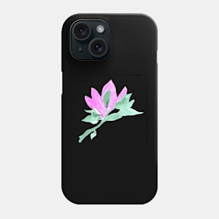 flower, floral, black, plant, ecology, environment, nature, natural, watercolor, art, painted, hand-drawn Phone Case