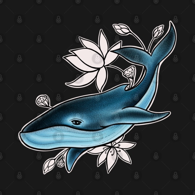 Whale with Lotus flower by Print Art Station