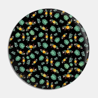 Black floral pattern Pin