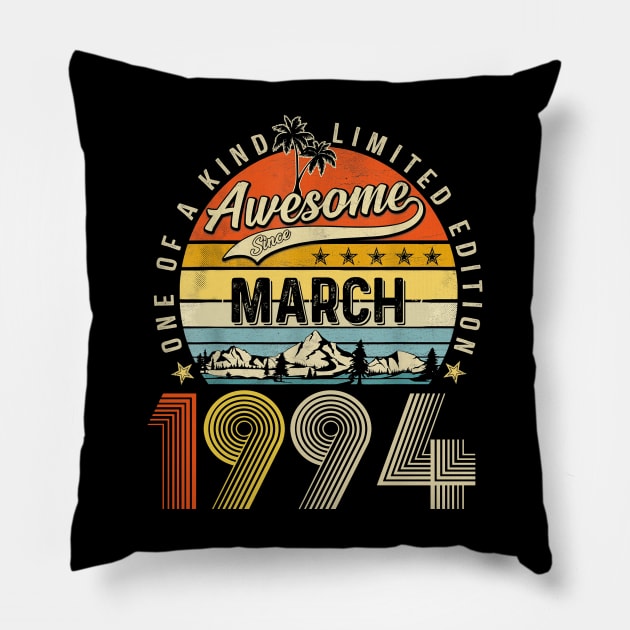 Awesome Since March 1994 Vintage 29th Birthday Pillow by Centorinoruben.Butterfly