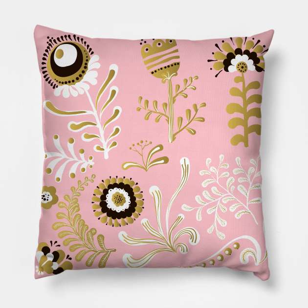 Elegance Seamless pattern with flowers Pillow by Olga Berlet