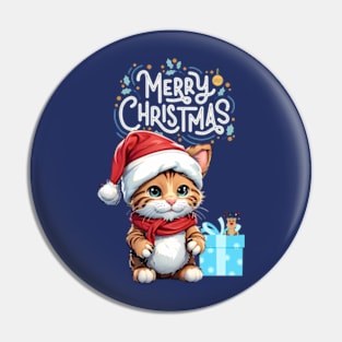 Merry Christmas Santa Cat Pin