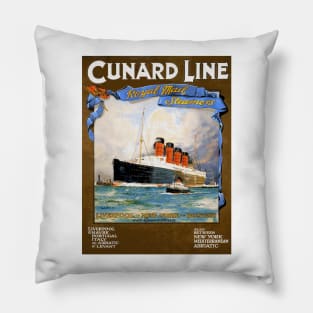 Cunard Line Royal Mail Steamers - Vintage Travel Poster Design Pillow