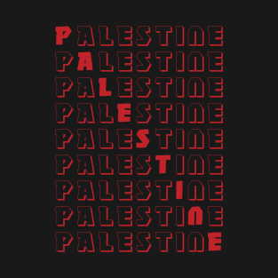 Palestine Name Pattern English Solidarity Palestinian Freedom Design - Red T-Shirt