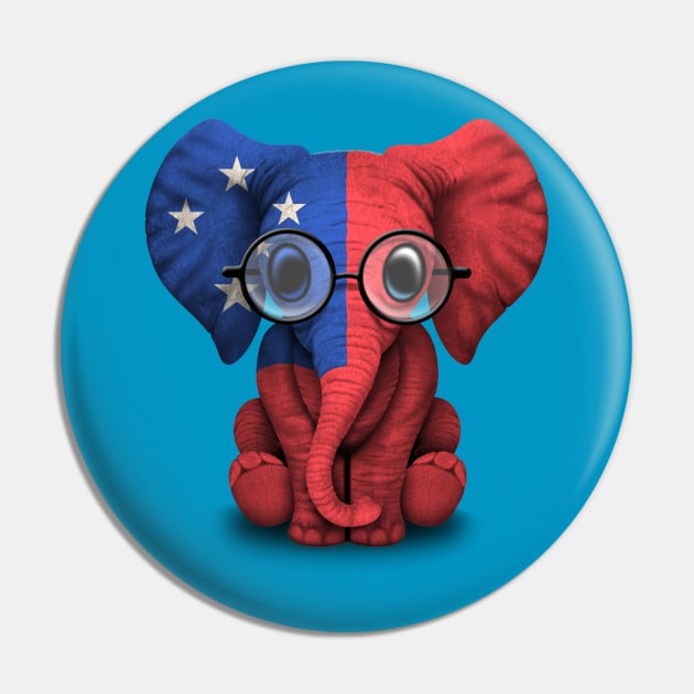 Baby Elephant with Glasses and Samoan Flag Pin by jeffbartels