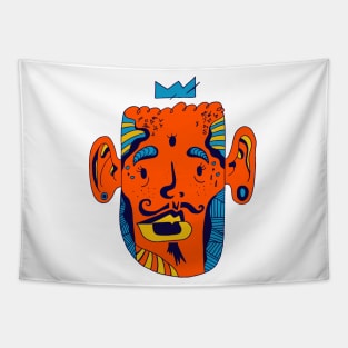 Orange Blue Strange King Pierre Tapestry