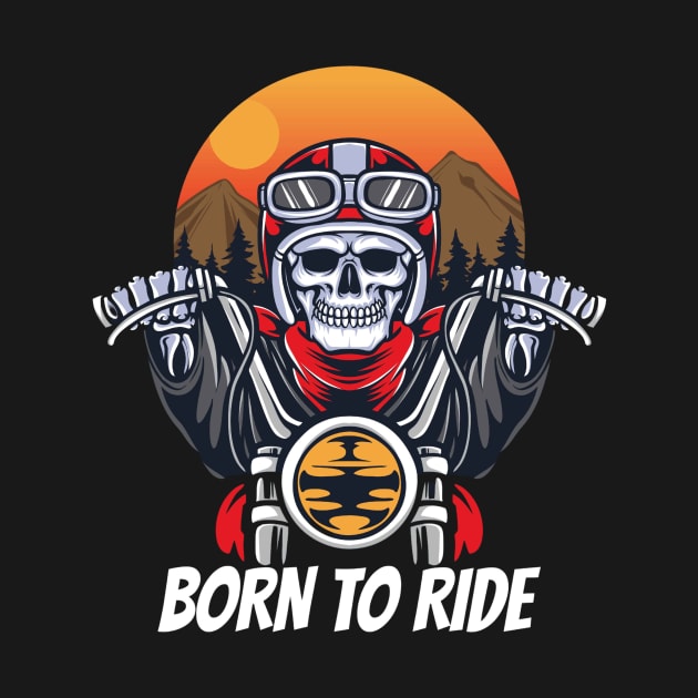 skull biker riding motorcycle illustration by snoddyshop