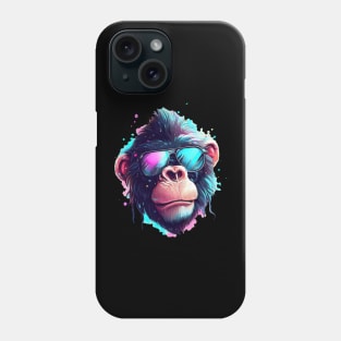 Cool Chimpanzee wearing sunglasses pastel watercolor splash Phone Case