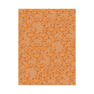 Orange Floral Pattern T-Shirt