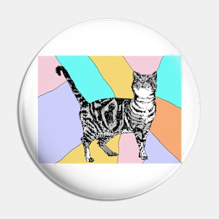 Tabby Cat Striped Cute Cats - Pastel Rainbow Pin