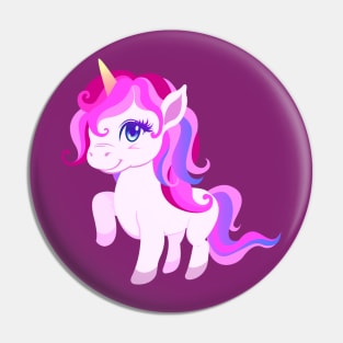 Cute Cartoon Unicorn Pink and Purple Pin