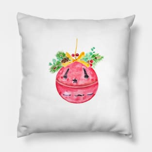 red christmas bell watercolour painting Pillow