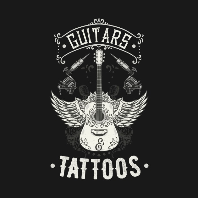 Guitars And Tattoos Vintage Guitarist Tattooed by Foxxy Merch