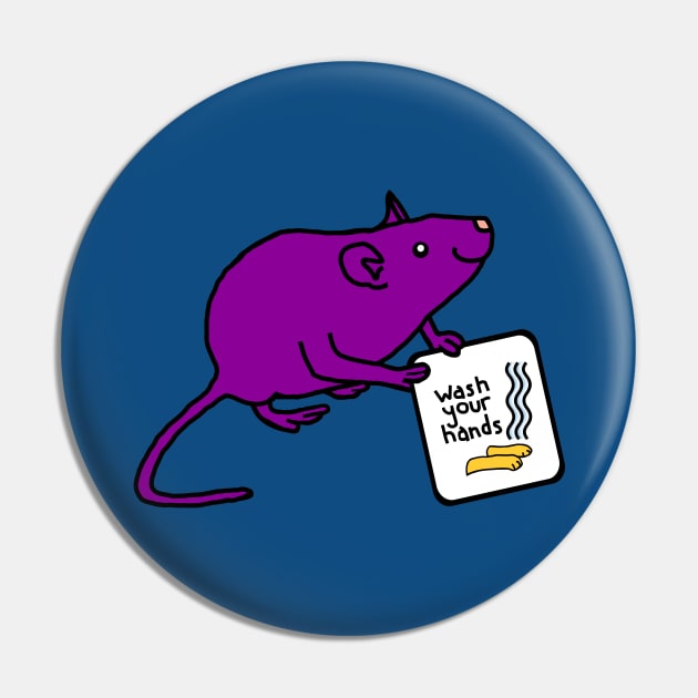 Cute Rat Says Wash Your Hands Pin by ellenhenryart