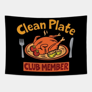 Clean Plate Club Turkey Thanksgiving Dinner Graphic Tapestry