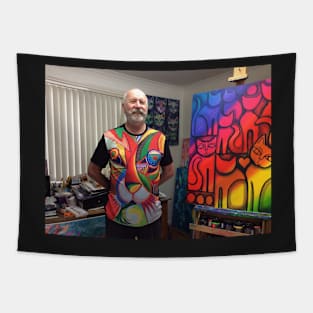 Hubby modelling one of my designs Tapestry