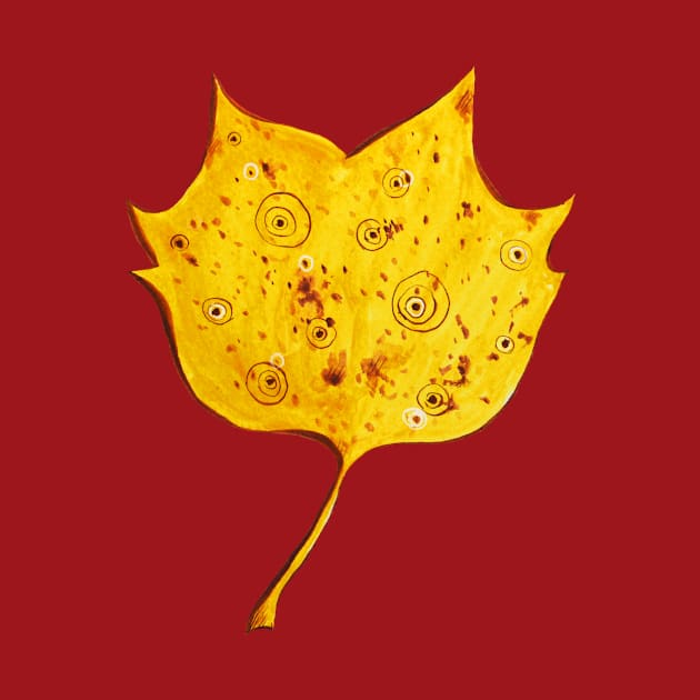 Fancy Watercolor Yellow Autumn Leaf by Boriana Giormova