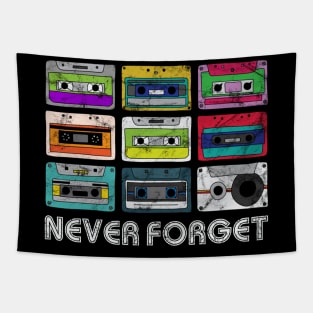 Never Forget Cassettes Retro Vintage 80s 90s Tapestry