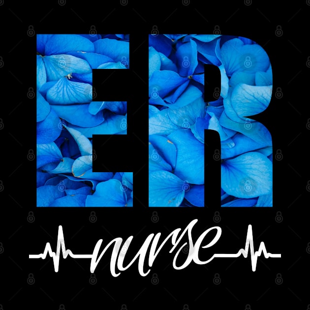 ER Nurse Heartbeat Blue Flower by Duds4Fun