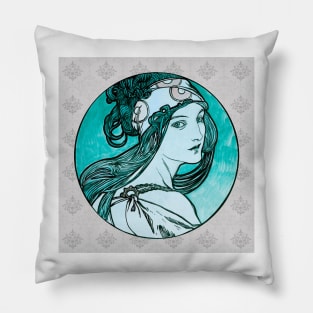 Vintage Twenties Girl - Alphonse Mucha Pillow