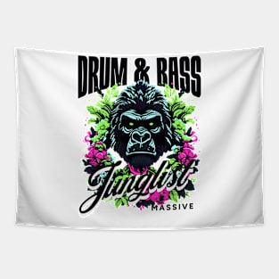 DRUM AND BASS  - Junglist Gorilla Massive (Black/Green/Pink) Tapestry