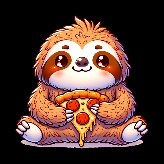 Cute Sloth with a Slice of Pizza by dukito