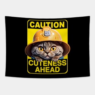 British Shorthair Cat Wearing Hardhat Tapestry