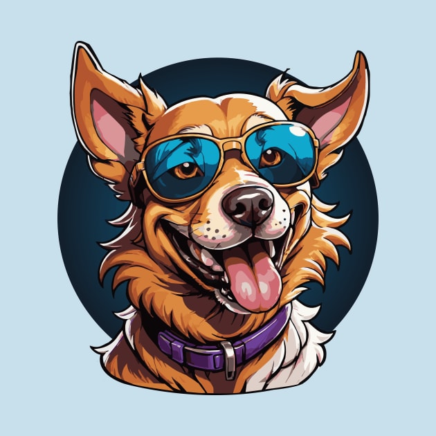 Sunny Smiles: Dog Portrait with Shades by Arcanum Luxxe Store