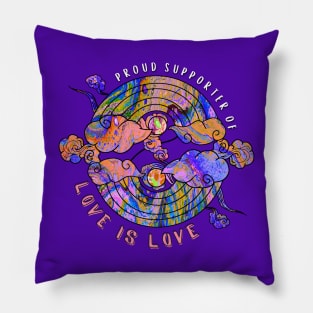 Proud Supporter of Love is Love Rainbows - Pink Rainbow Tie-Dye Pillow