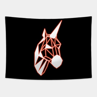 Low Poly Line Unicorn Red Light Tapestry