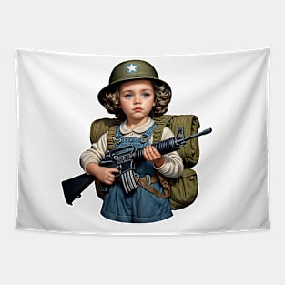 The Little Girl and a Gun Tapestry