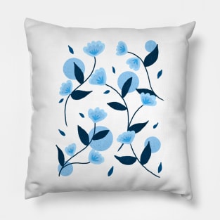 Blue retro floral pattern Pillow