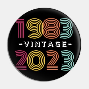 1983 Vintage 2023, 40th Birthday Anniversary, Colorful Retro Pin